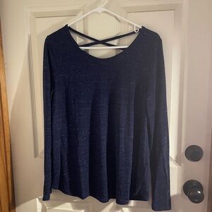 SO Women's Dark Blue Long Sleeve Top with Back Straps